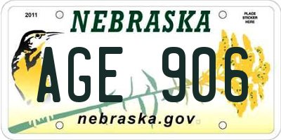 NE license plate AGE906