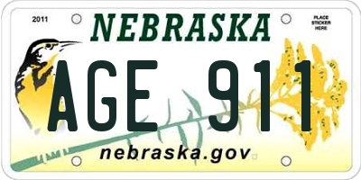 NE license plate AGE911