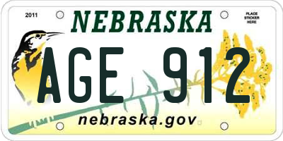NE license plate AGE912