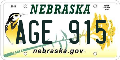 NE license plate AGE915