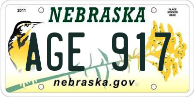 NE license plate AGE917