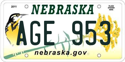 NE license plate AGE953