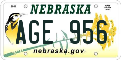 NE license plate AGE956
