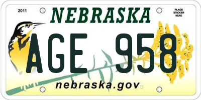 NE license plate AGE958