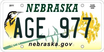 NE license plate AGE977