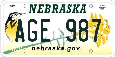 NE license plate AGE987