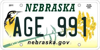 NE license plate AGE991