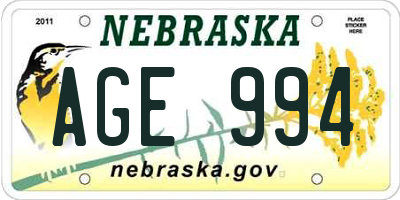 NE license plate AGE994