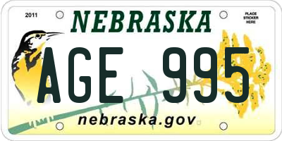 NE license plate AGE995