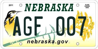 NE license plate AGF007