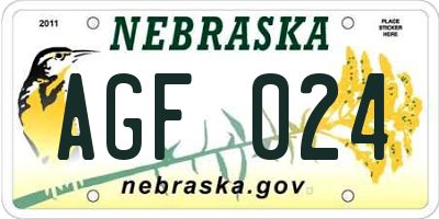 NE license plate AGF024