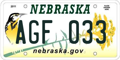 NE license plate AGF033