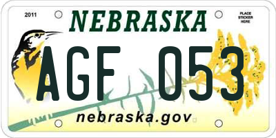 NE license plate AGF053