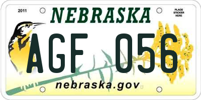 NE license plate AGF056