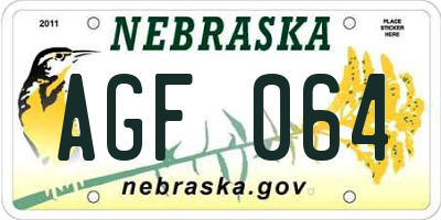 NE license plate AGF064