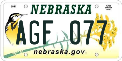 NE license plate AGF077