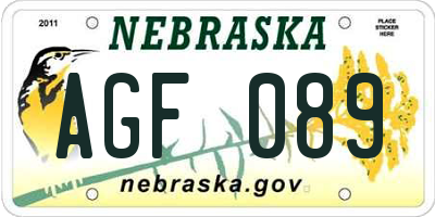 NE license plate AGF089