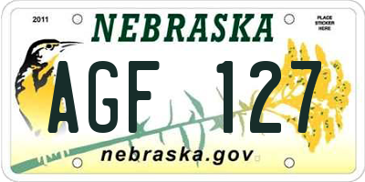NE license plate AGF127