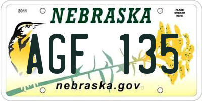 NE license plate AGF135