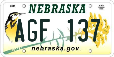 NE license plate AGF137