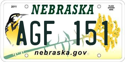 NE license plate AGF151