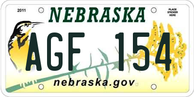 NE license plate AGF154