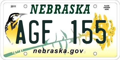 NE license plate AGF155
