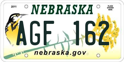 NE license plate AGF162