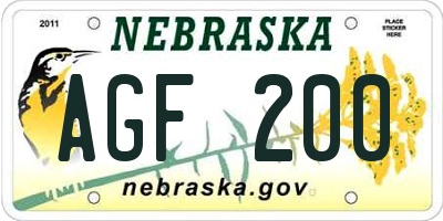 NE license plate AGF200