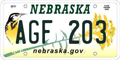 NE license plate AGF203