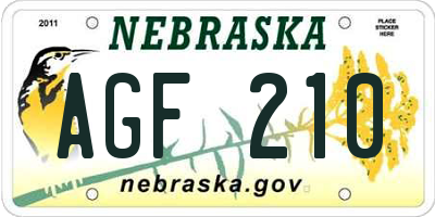 NE license plate AGF210