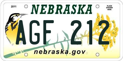 NE license plate AGF212