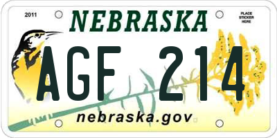 NE license plate AGF214