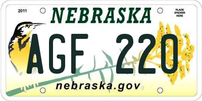 NE license plate AGF220