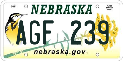 NE license plate AGF239