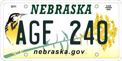 NE license plate AGF240