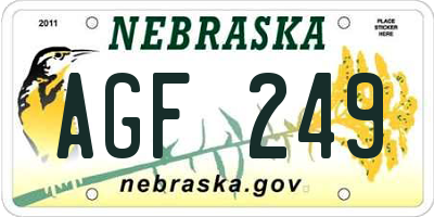 NE license plate AGF249
