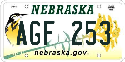NE license plate AGF253