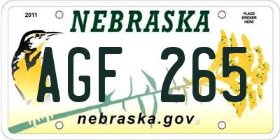 NE license plate AGF265
