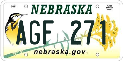 NE license plate AGF271