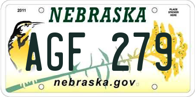 NE license plate AGF279