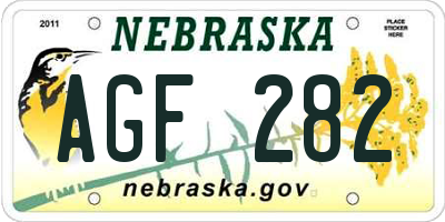 NE license plate AGF282