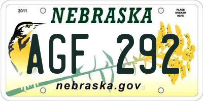 NE license plate AGF292