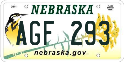 NE license plate AGF293