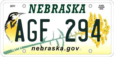 NE license plate AGF294