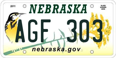 NE license plate AGF303