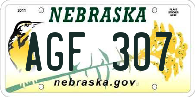 NE license plate AGF307