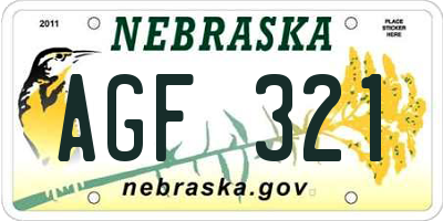 NE license plate AGF321