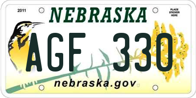 NE license plate AGF330