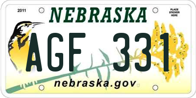 NE license plate AGF331